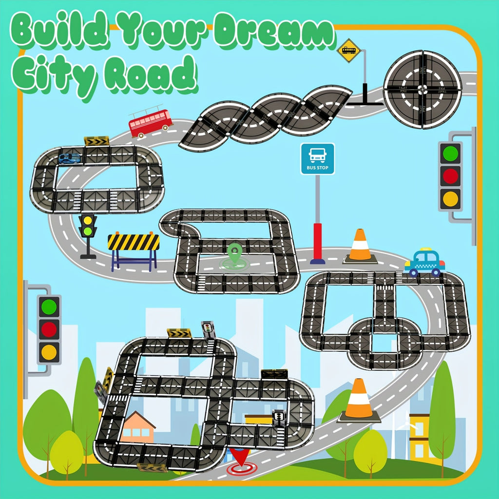 Magnetic Track Set for Small Cars 44 48 121pcs STEM Educational Building Blocks Road Layout Toy for Boys Girls Ages 3+ Birthday Christmas Gift