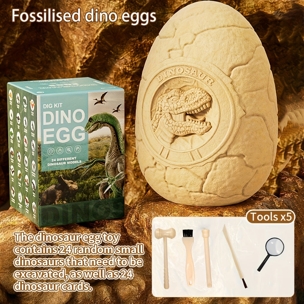 Dinosaur Egg Digging Kit STEM Archaeology Fossil Toy with 24 Mini Dinosaurs & Dino Cards - Kids Science Gift Ages 4-12 Birthday Christmas