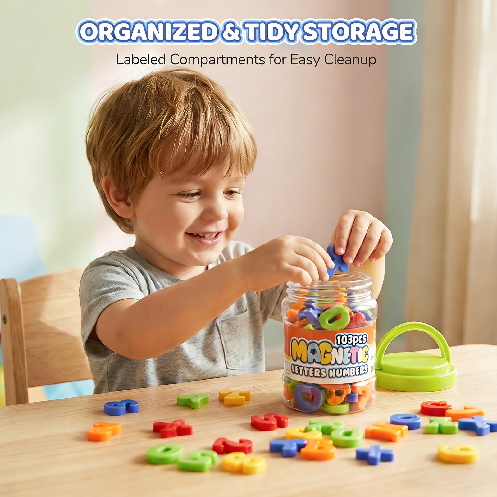 Magnetic Letters and Numbers for Fridge – 103pcs ABC 123 Educational Toy with Uppercase & Lowercase Letters and Numbers 0-9 for Spelling, Counting & Preschool Learning