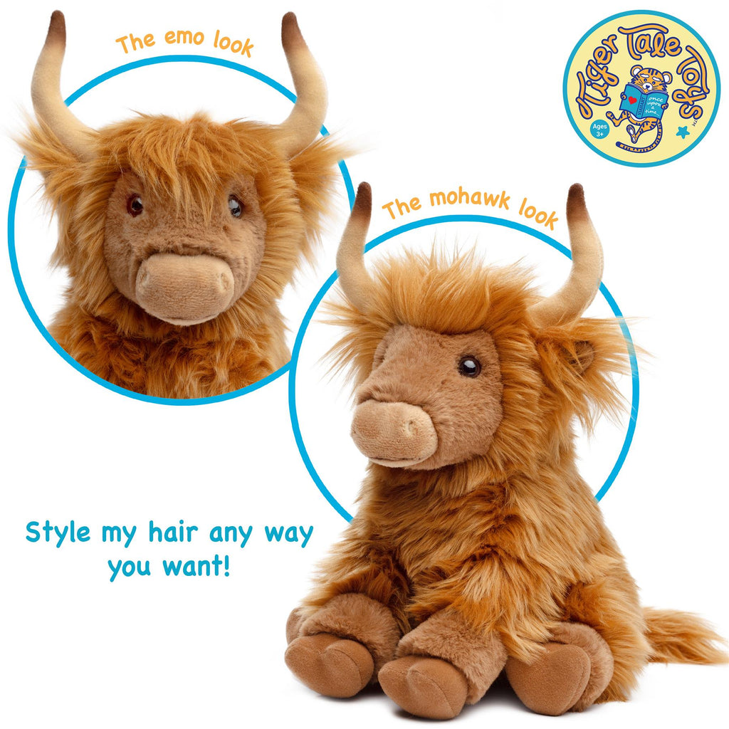 Highland Cow Stuffed Animal Plush 14 Inch – Henley the Cute Soft Highland Cow Plush Toy, Cuddly Farm Animal Stuffed Cow Gift for Kids Toddlers Adults