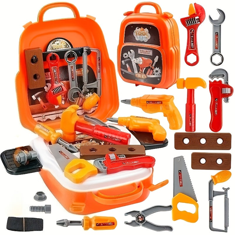 Kids Toy Tool Backpack Set 22pcs Pretend Home Repair Tools for Boys – Construction Worker Role Play Toolkit with Backpack Birthday Halloween Christmas Gift for Toddlers