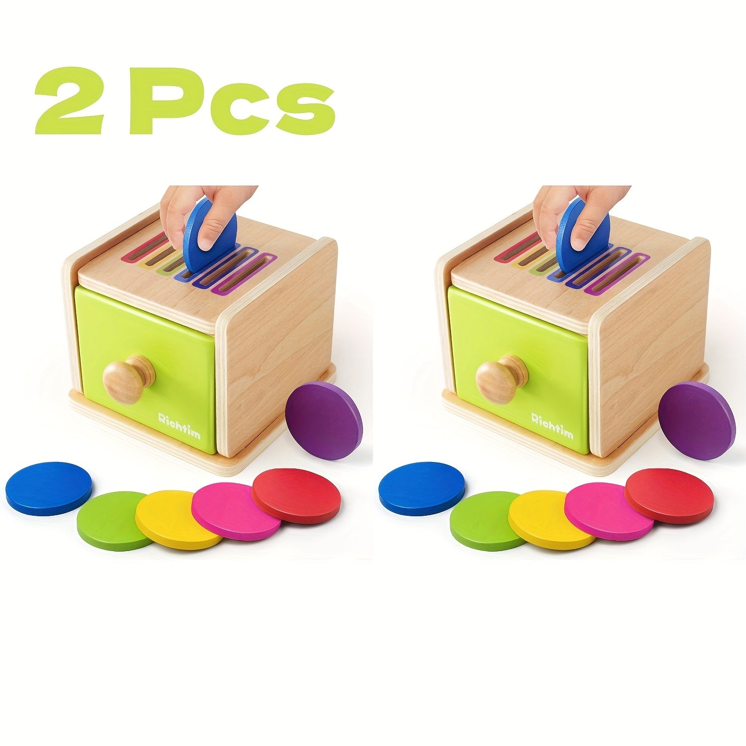Wooden Color Sorting Toy with Drawers for Toddlers – Montessori Object Permanence Fine Motor Skills Educational Toy for Baby 12-18 Months Boys & Girls