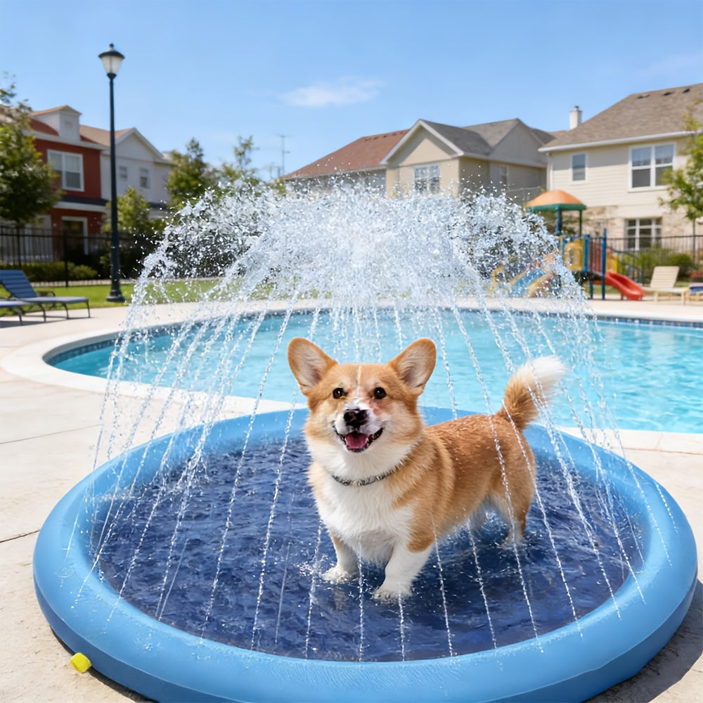 Splash Pad for Large Dogs – Extra Thick 0.6mm Non-Slip Dog Sprinkler Pool & Cooling Mat, Heavy Duty Outdoor Summer Water Play Fountain for Jumbo Breeds