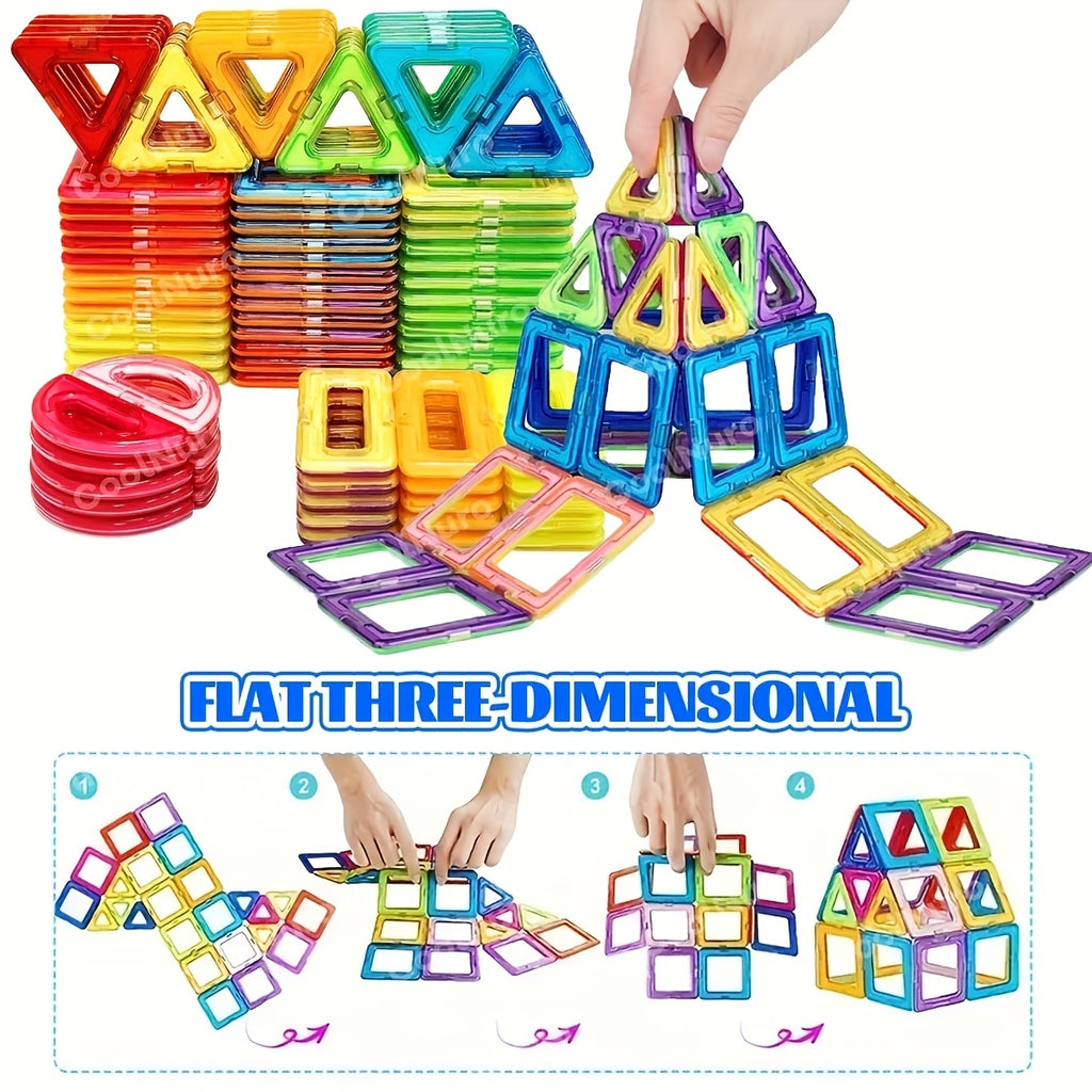 Magnetic Building Blocks 60 Piece Set STEM Toy – DIY Photo Puzzle Construction Learning Toy for Boys Girls Creative Birthday Gift Age 3+