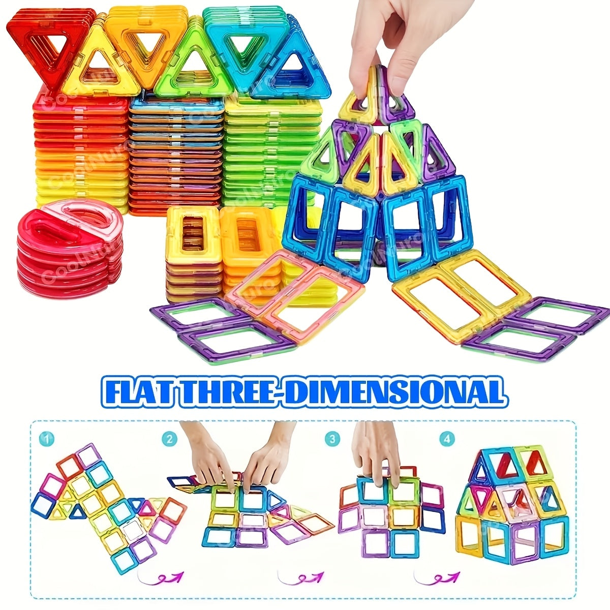 Magnetic Building Blocks 60 Piece Set STEM Toy – DIY Photo Puzzle Construction Learning Toy for Boys Girls Creative Birthday Gift Age 3+