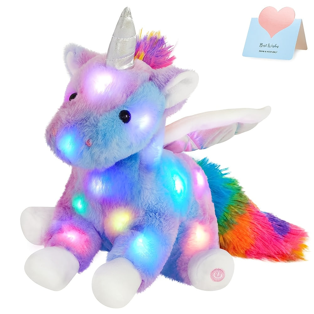 Glowing Unicorn Plush Toy with Music – Rainbow Light Up Stuffed Unicorn, Glow in the Dark Unicorn Stuffed Animal Gift for Kids Girls Birthday Christmas