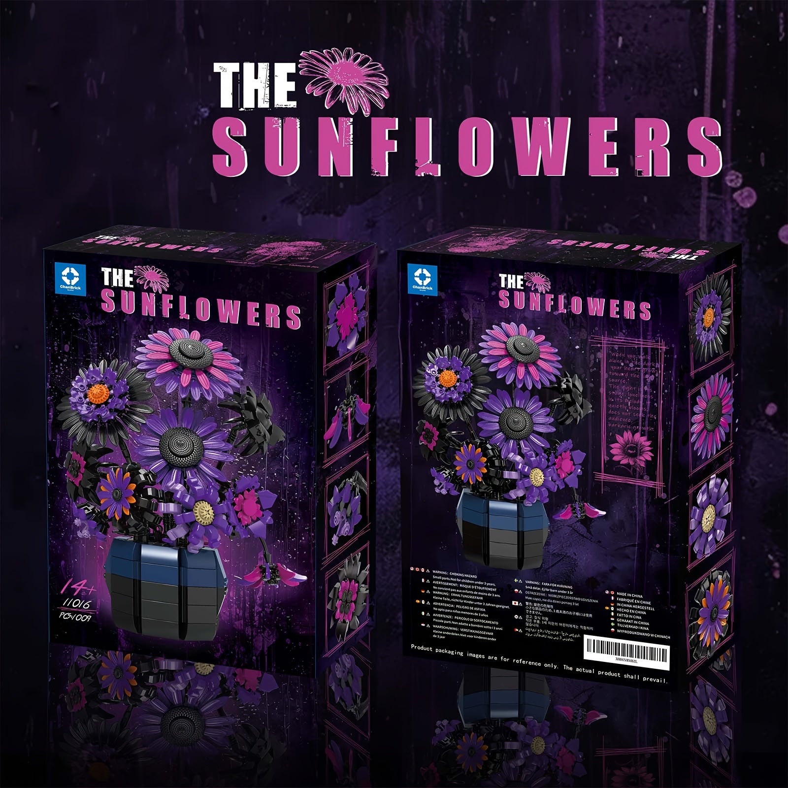 Flower Micro Building Blocks Sunflower Van Gogh Purple Botanical Art Model for Adults - DIY Desktop Decor - Birthday Mothers Day Christmas Gift for Women