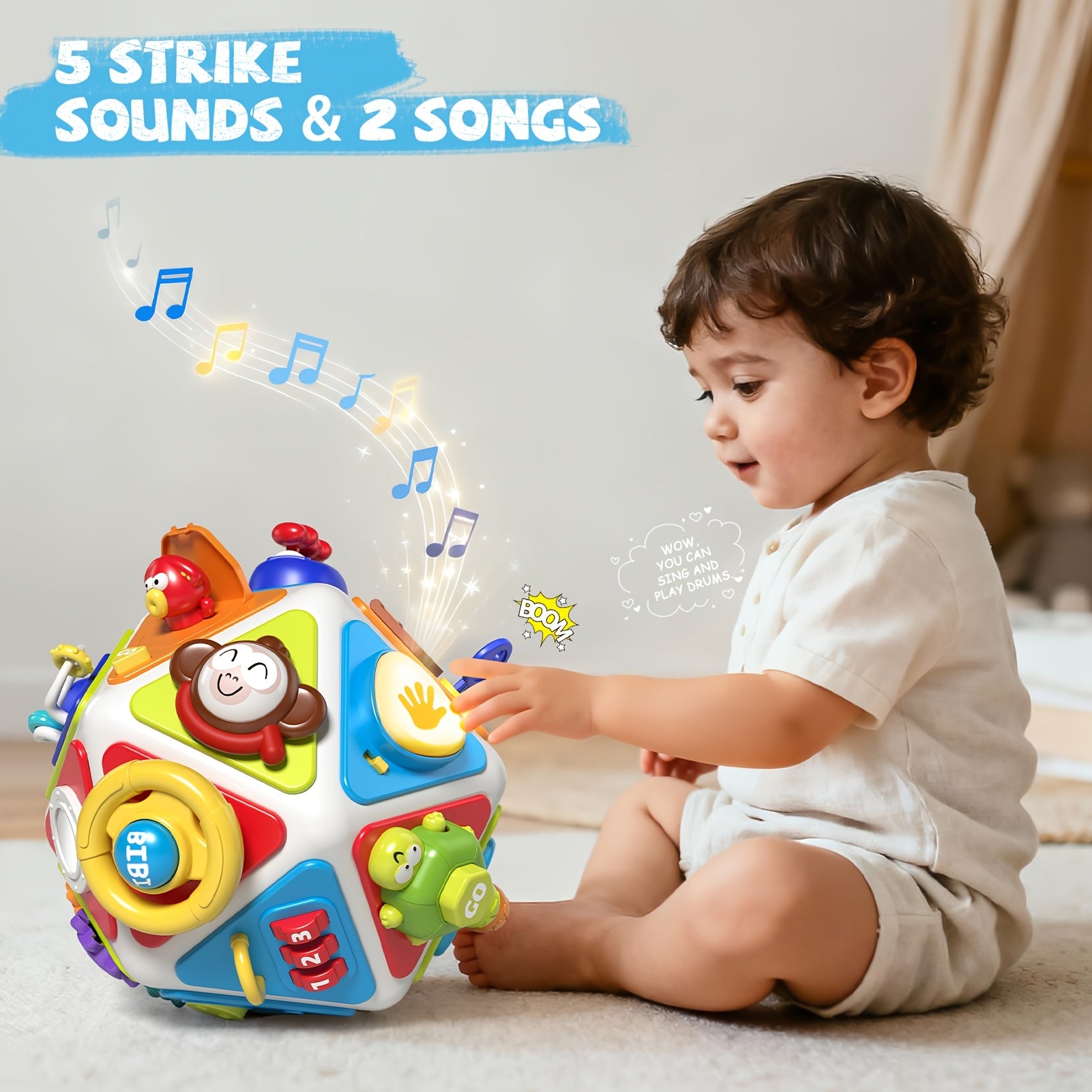 21-in-1 Busy Board Activity Cube for Toddlers & Baby - Montessori Sensory Learning Toy for Boys Girls Ages 1-3, Early Educational Development Travel Toy, Best First Birthday Gift