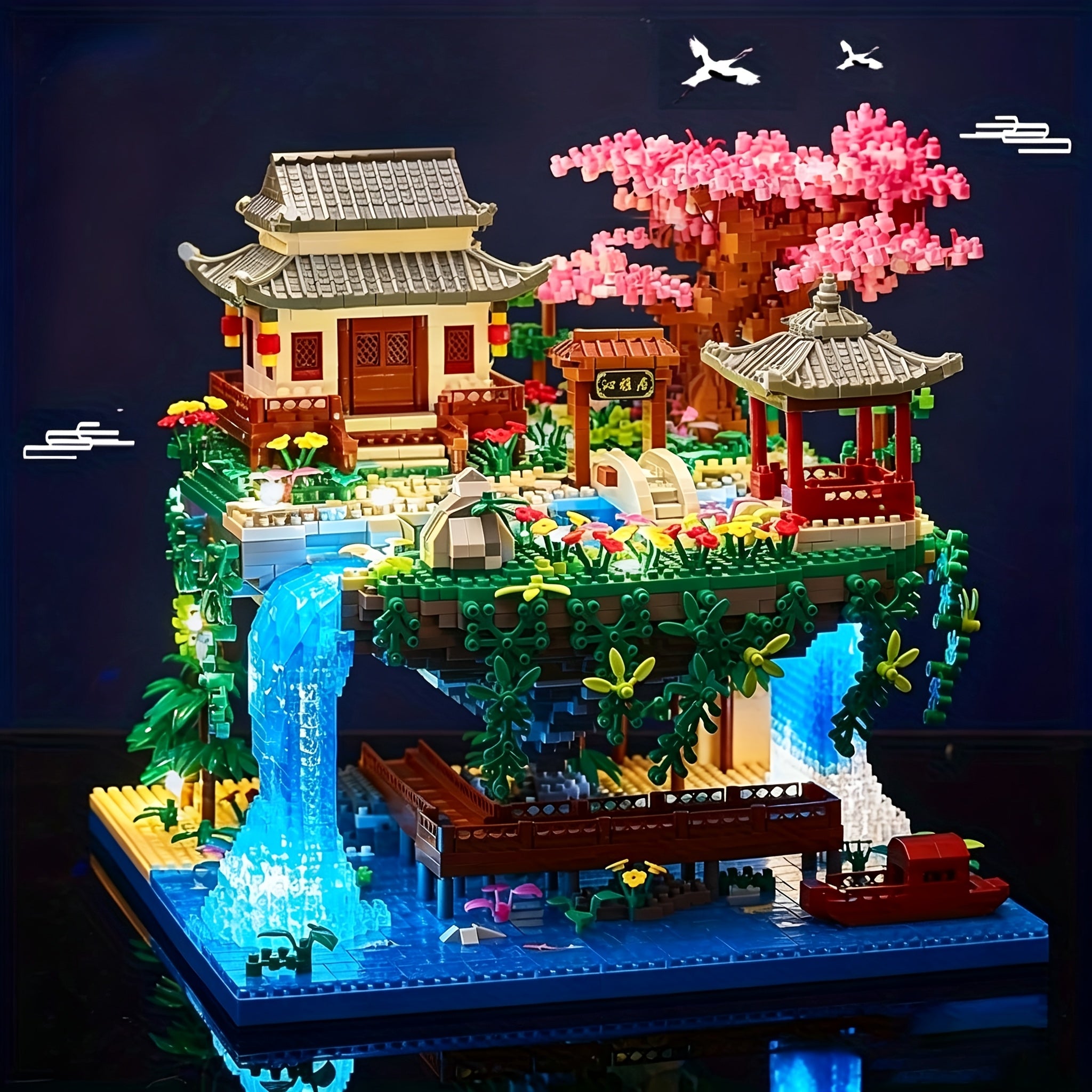 Micro Building Blocks Bonsai Tree Set 3320pcs – Cherry Blossom Peach Blossom Chinese Architecture Collectible Model Kit for Adults Teens