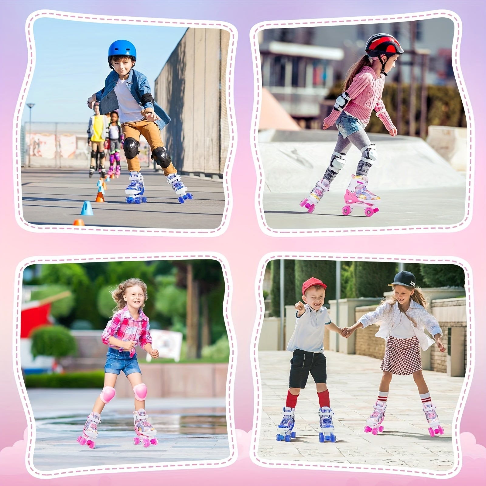 Light Up Roller Skates for Boys Kids Adjustable 4 Sizes LED Wheels Beginner Outdoor Skating Shoes Toddler Youth Ages 3 4 5 6 Birthday Christmas Gift