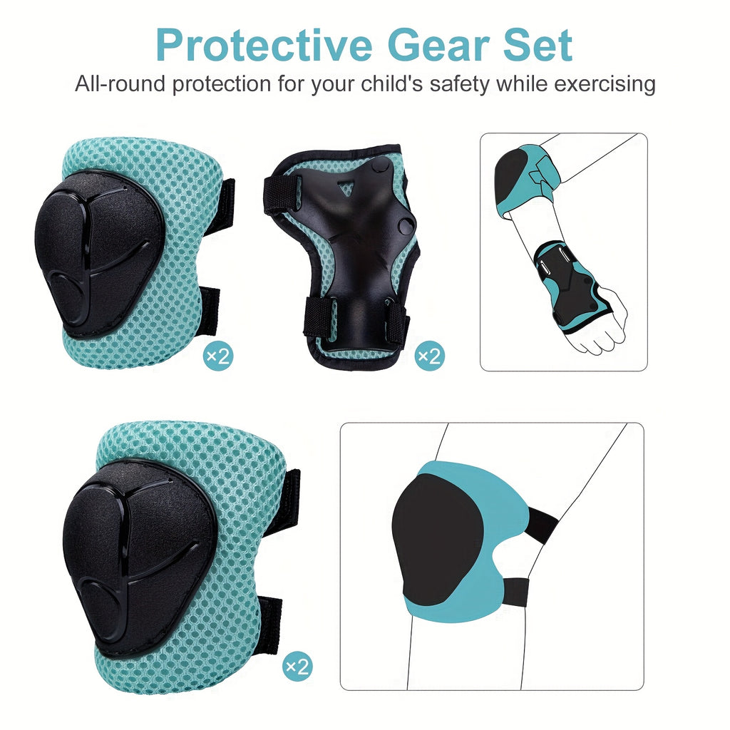 Shark Kids Bike Helmet with Protective Gear Set – Adjustable Lightweight Breathable Cycling Safety Helmet for Boys Girls Ages 5+ Birthday Gift (Blue & Black)
