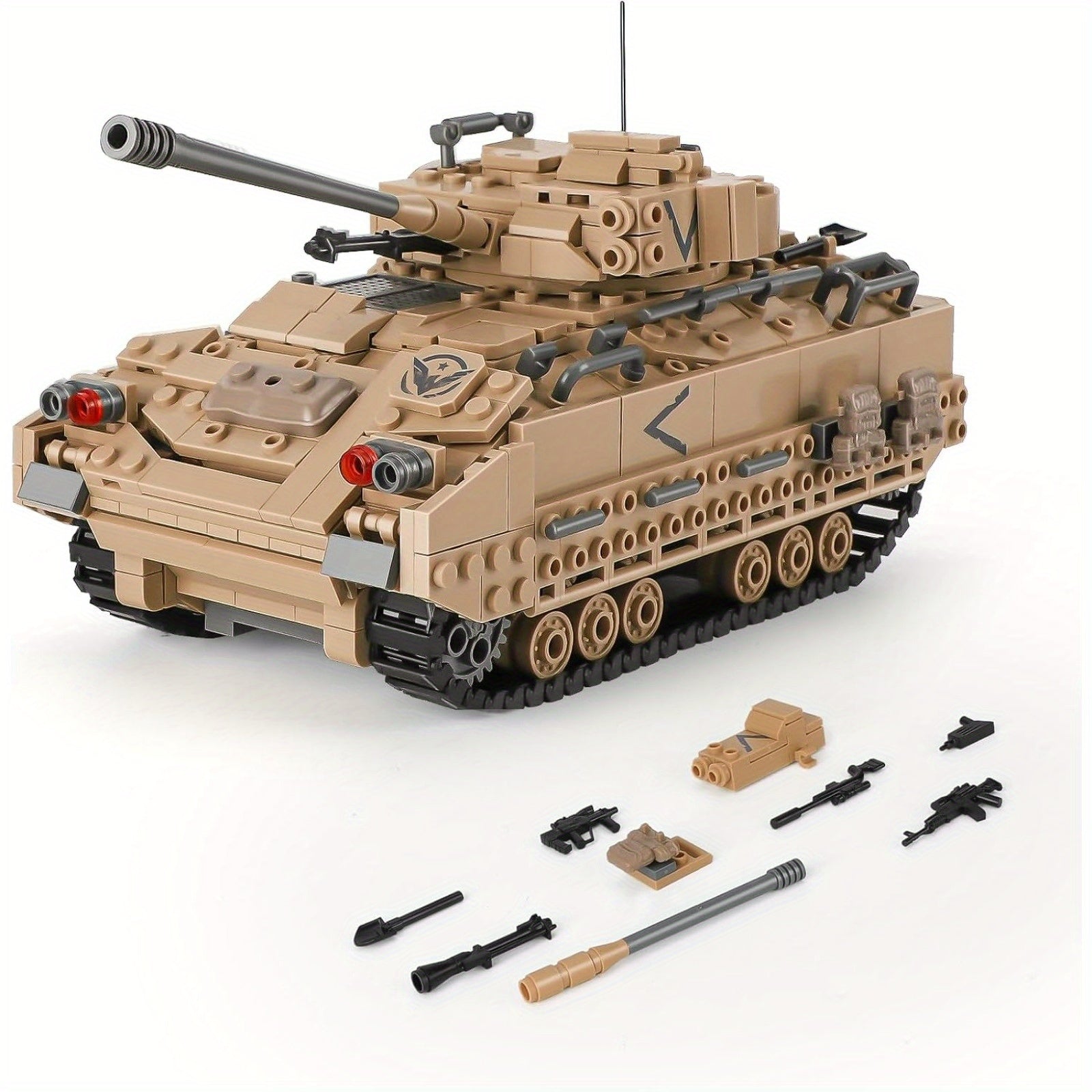 Military Tank Building Blocks Set 1350 Pieces, M2 Bradley Infantry Fighting Vehicle Army Tank Model Kit, STEM Construction Toy for Boys Teens Adults Ages 8+, Birthday Christmas Gift Military Fans
