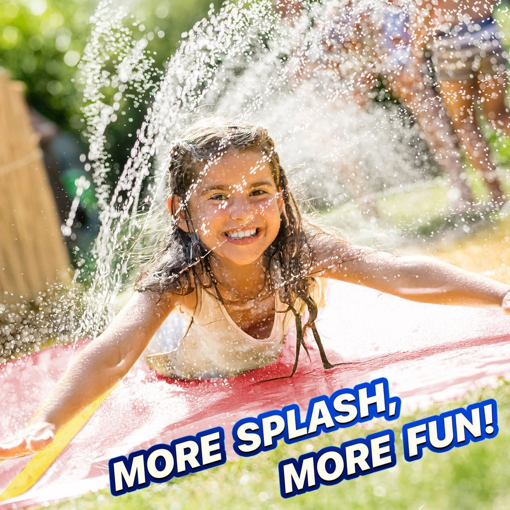Dual Lane Water Slide for Kids 18x5FT Outdoor Lawn Slip Slide with Zigzag Sprinkler – Heavy Duty PVC Summer Water Toy for Boys Girls Ages 3+