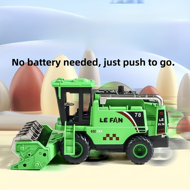 Toy Wheat Harvester Inertia Farm Vehicle for Kids Ages 3+ Battery-Free Push Go Agricultural Tractor Simulation Model Boys Girls Gift