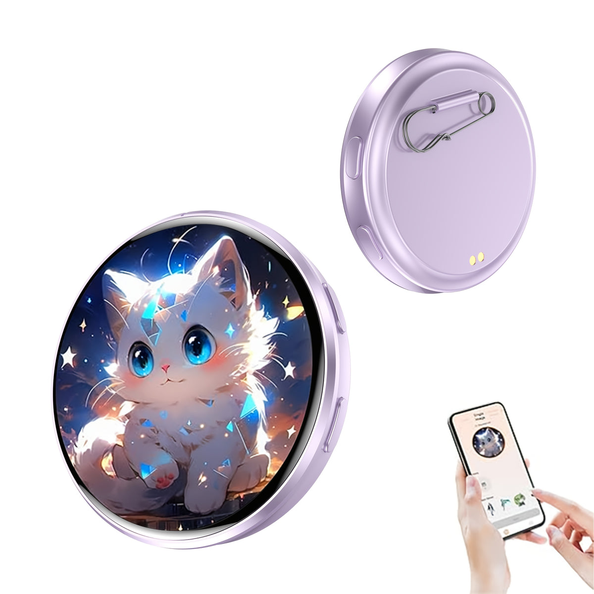 Electronic LED Display Badge with Bluetooth 6.0 & Dynamic Touch – 600mAh Anime Digital Brooch for Cosplay, Concerts & Events