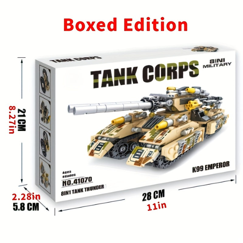 Snow Tank Building Blocks Set 1628pcs 8-in-1 Military Armored Vehicle Model Kit for Adults Teens Ages 14 Plus - Christmas Birthday Gift