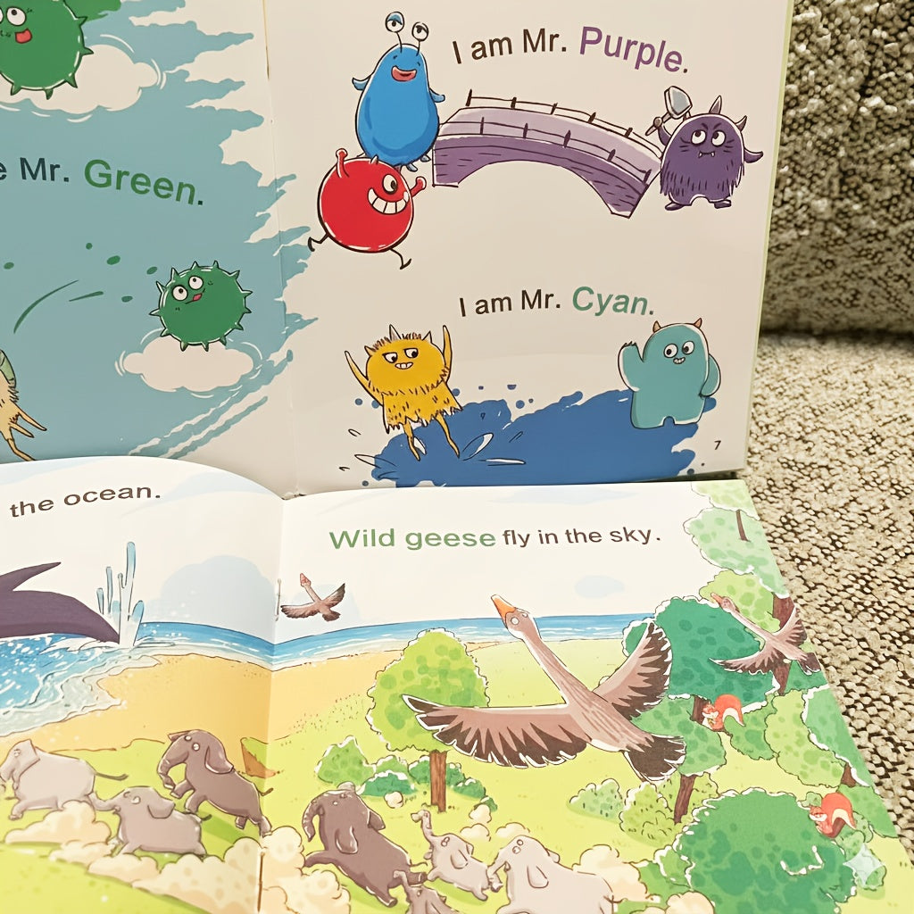 Hardcover English Story Picture Books for Kids 10-Pack – Large Print Eye-Protection Comic-Style Scenes Beginner English Learning for Toddlers & ESL