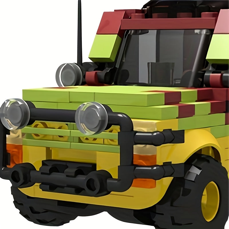 Jurassic Explorer Tour Vehicle Building Blocks Set 309 Pieces - Dinosaur Safari Car Model Kit, Creative Educational Construction Toy, Desk Display Piece, Great Christmas Birthday Gift for Kids Boys Ages 6+