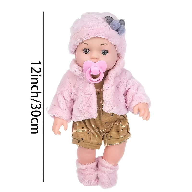 Reborn Baby Doll 12 Inch Lifelike Soft Body Newborn – Realistic Doll with Hat Socks Pacifier Gift for Girls Birthday Christmas Halloween Party Play Ages 3+