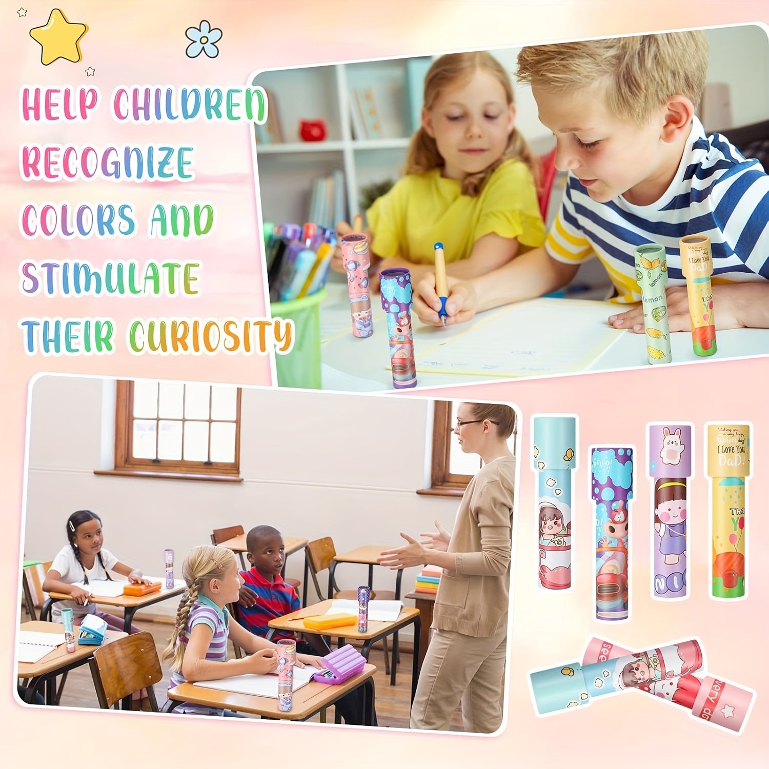 Kaleidoscope Toys 24 Pack – Classic Magic Educational Kaleidoscopes for Kids, Birthday Party Favors, Goodie Bag Fillers, Classroom Prizes