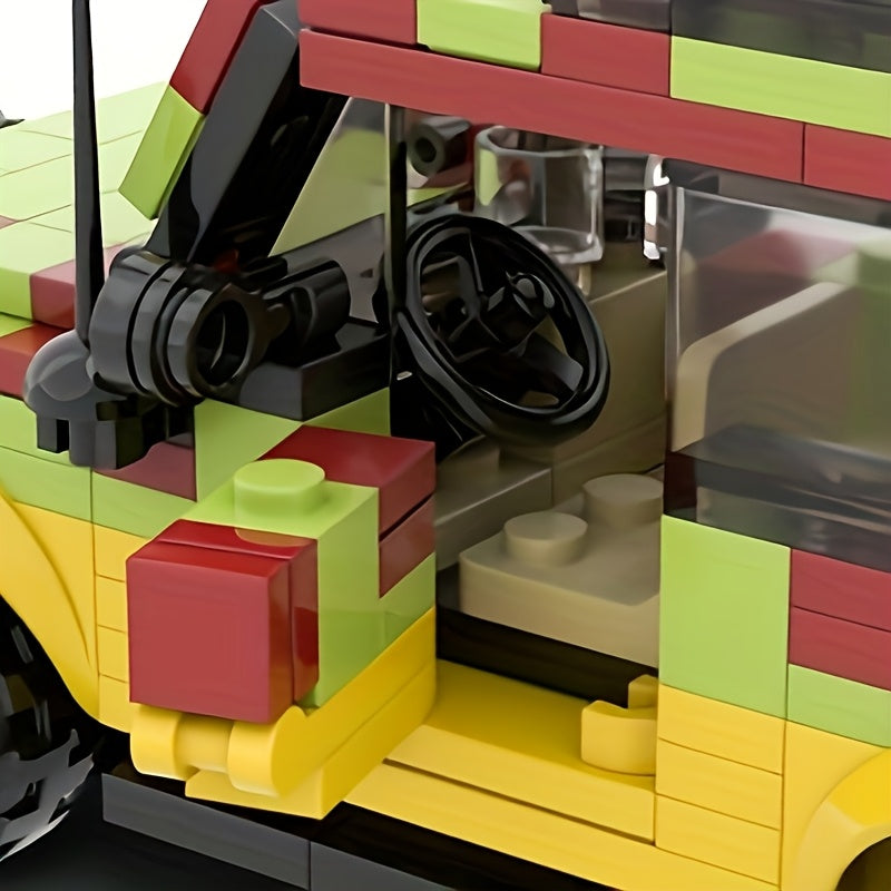 Jurassic Explorer Tour Vehicle Building Blocks Set 309 Pieces - Dinosaur Safari Car Model Kit, Creative Educational Construction Toy, Desk Display Piece, Great Christmas Birthday Gift for Kids Boys Ages 6+