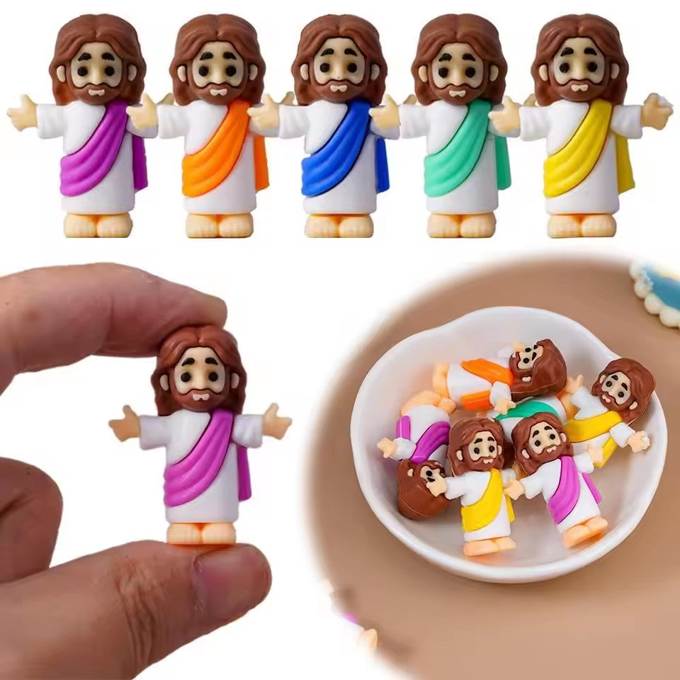 Mini Jesus Statues Bulk Pack 25 or 50pcs Colorful "Jesus Loves You" – Easter Christian Party Favors, Religious Decorations, VBS Sunday School & Baptism Gift Props