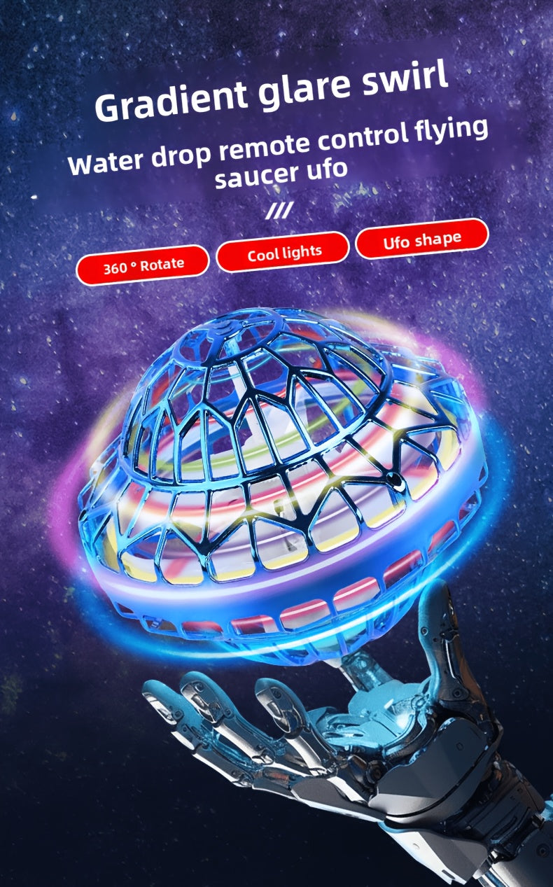 Flying Ball Toy UFO Drone 2 Pack Red & Purple – Remote & Hand Controlled Hover Ball with LED Lights STEM Gift for Kids Outdoor Party Birthday Christmas