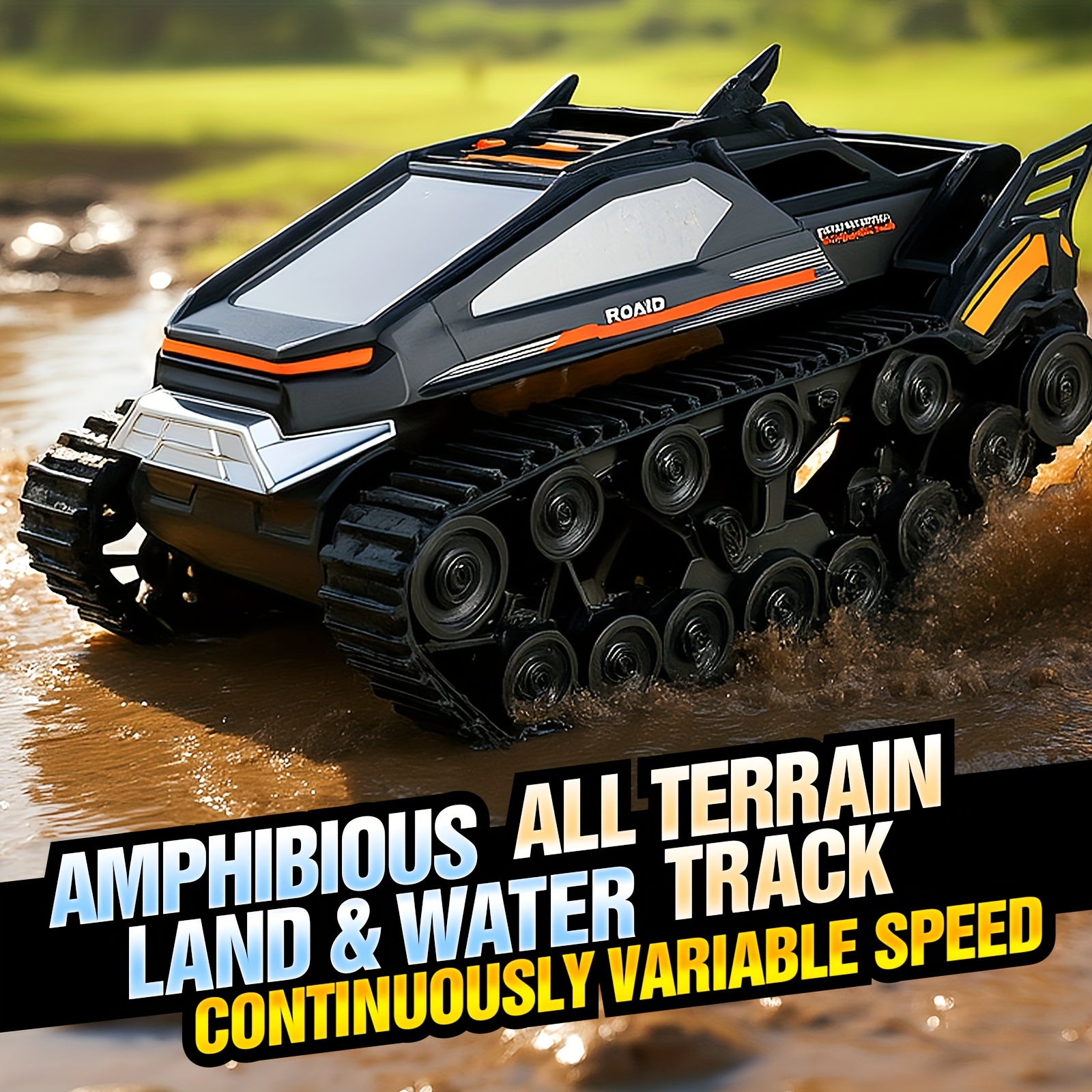 Amphibious RC Tank with 2 Battery Packs High Horsepower Off-Road Drifting Climbing Remote Control Car – All-Terrain Land & Water RC Vehicle for Boys Kids Christmas Halloween Gift