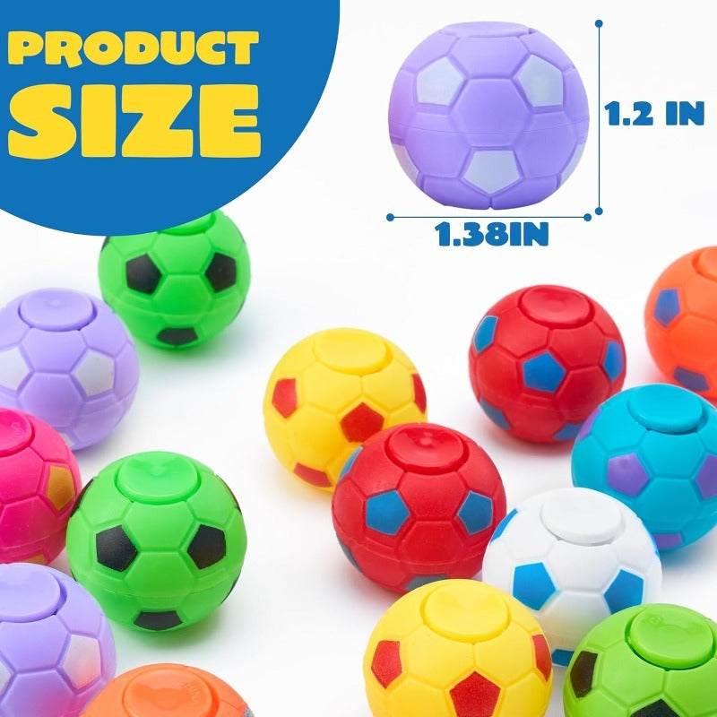 Soccer Fidget Spinners Bulk 72 Pack 9 Colors 1.3 Inch Mini Spin Toy Classroom Prizes Party Favors Goodie Bag Stuffers Kids School Rewards