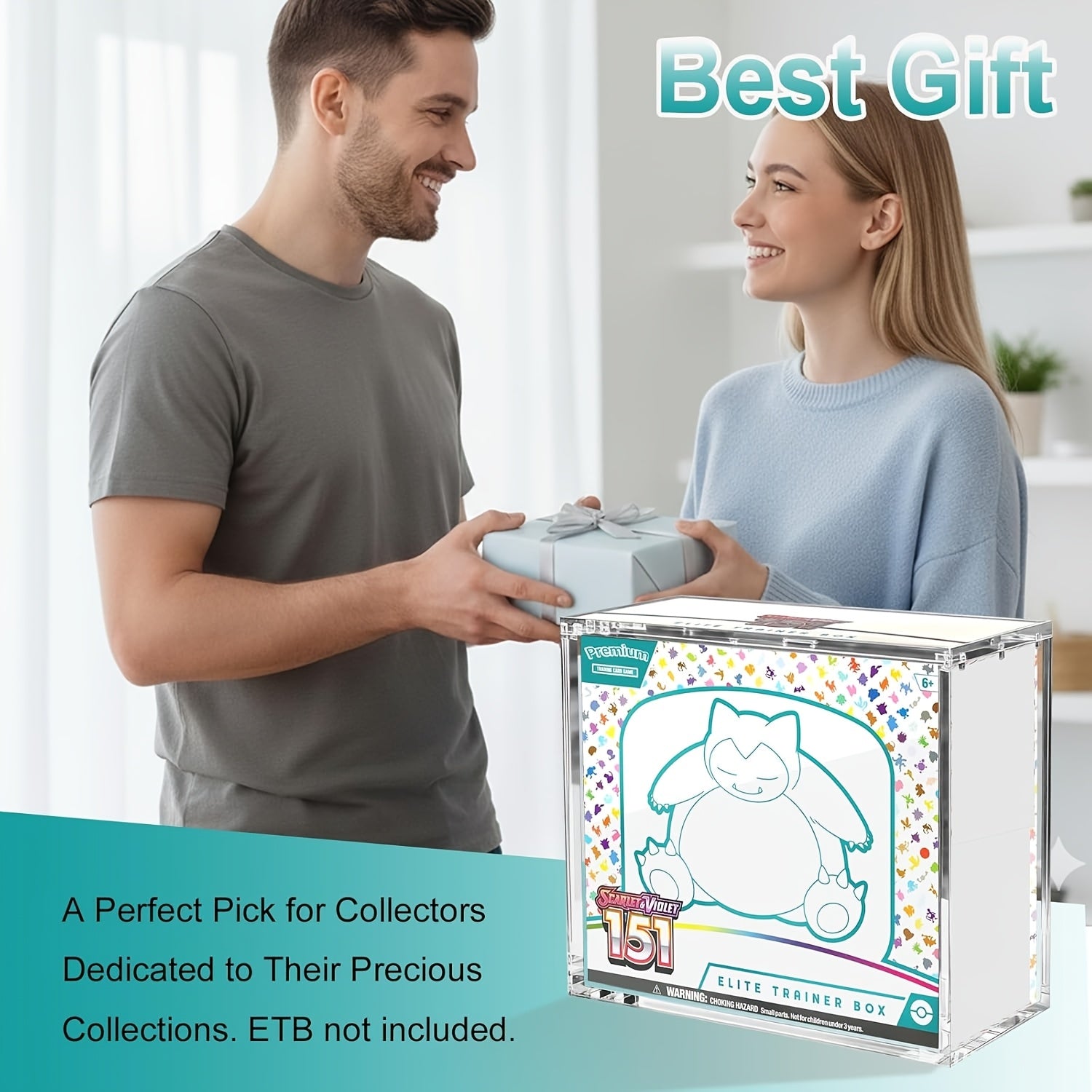 ETB Acrylic Display Case 99% UV Block Magnetic Lid Stackable Clear Pokemon Elite Trainer Box Protector for Collectors UV Resistant (ETB Not Included)