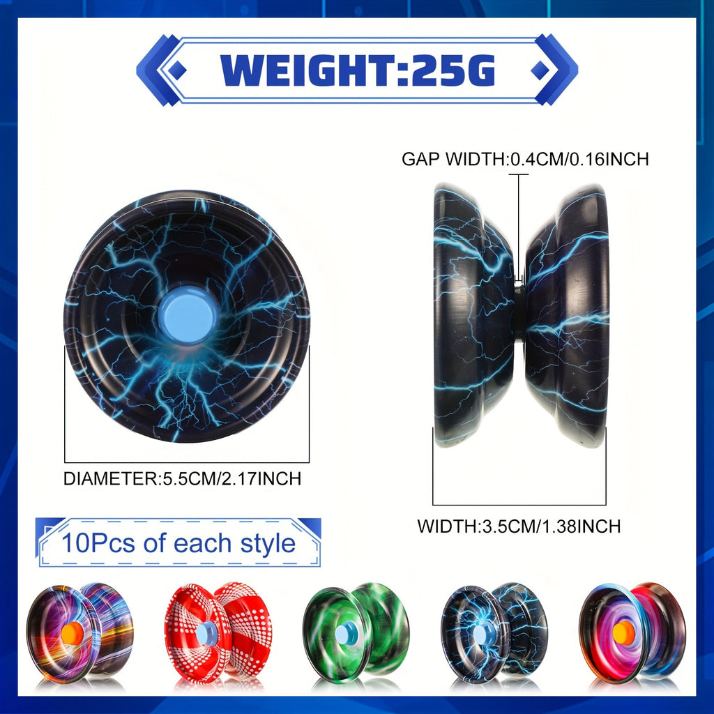 50-Pack Responsive Yoyos Bulk for Kids Adults - Colorful Auto Return Metal Alloy Yoyo Set for Beginners String Tricks Training, Party Favors Gift for Boys Girls Students