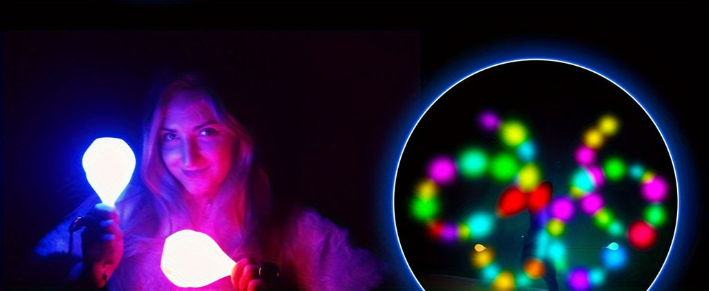 LED Poi Balls Soft Spinning Glow Poi Rainbow Fade High Strobe for Beginners Professionals Dance Performance Entertainment Gift