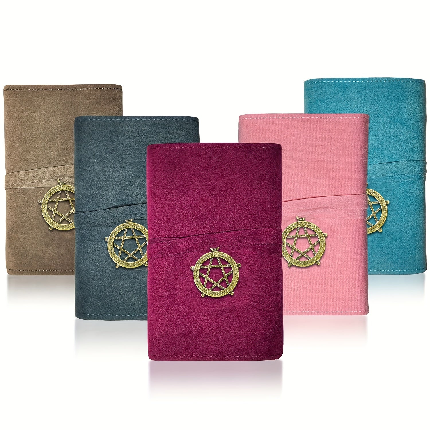 Velvet Tarot Card Storage Bag Set of 5 with Retro Pendant – Drawstring Pouch for Tarot Cards, Crystals, Runes & Oracle Decks, Spiritual Witchcraft Gift for Readers & Collectors