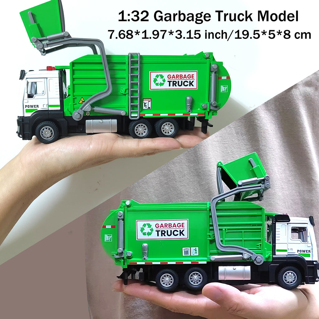 Garbage Truck Toy with Sound & Light for Kids – Includes 4 Trash Sorting Bins, Sanitation Engineering Vehicle Model, Fun Recycling Play Gift for Boys & Girls Ages 3+