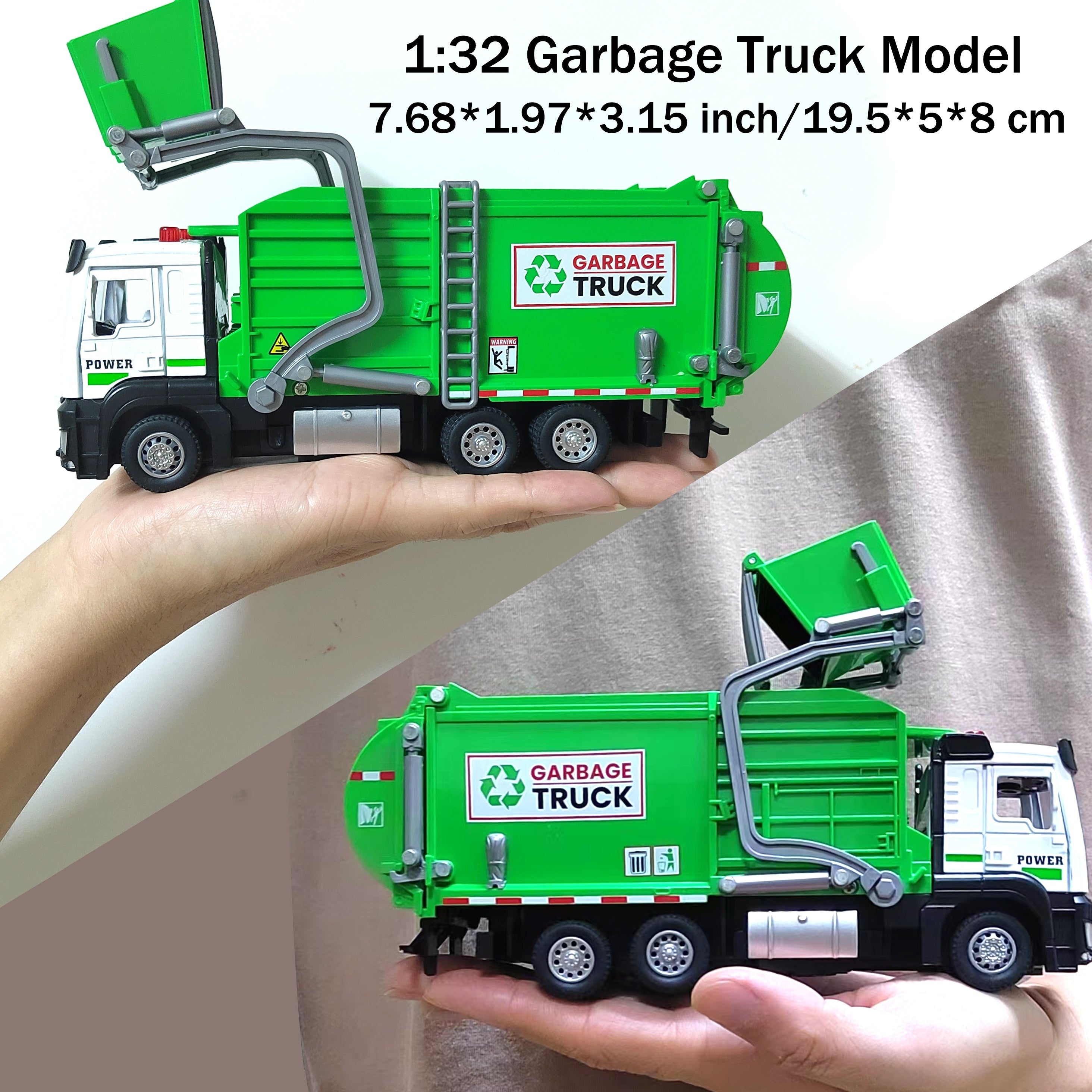 Garbage Truck Toy with Sound & Light for Kids – Includes 4 Trash Sorting Bins, Sanitation Engineering Vehicle Model, Fun Recycling Play Gift for Boys & Girls Ages 3+