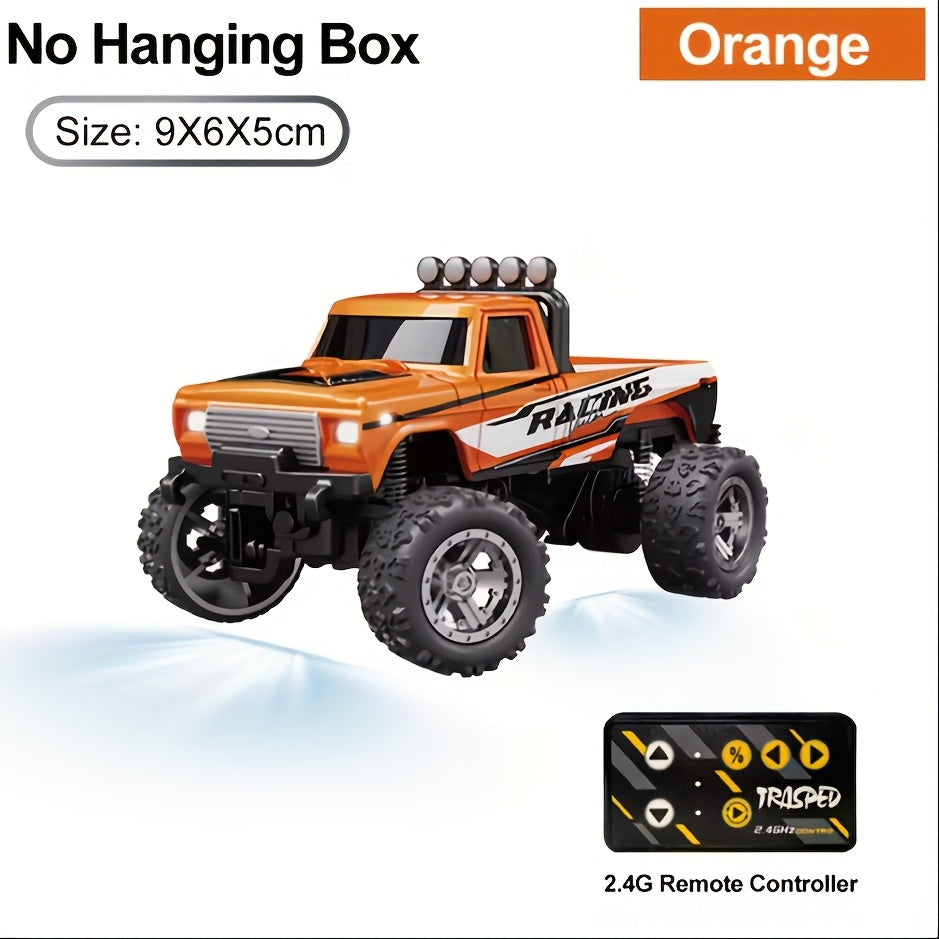 Mini RC Monster Truck 1/64 Scale 2.4GHz Die-Cast Alloy Off-Road Climbing Car with Shock Absorber - High Speed RC Gift for Adults Kids Boys