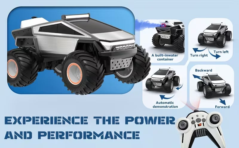 1:12 RC Monster Truck 4WD All-Terrain 2.4GHz Remote Control Car LED Lights Sound Music Ergonomic Grip Cybertruck Pickup Style Off-Road Kids Boys Birthday Christmas Gift