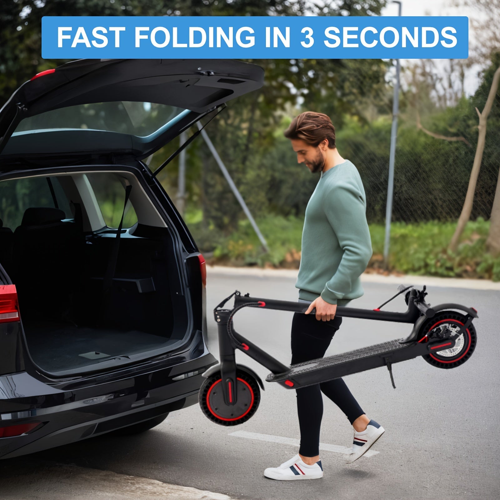 Electric Scooter for Adults 350W Folding 8.5-Inch with LED Display - 3 Speed Modes 15-30 Mile Range E-ABS Disc Brake 220LB Capacity - Commuter E-Scooter Black