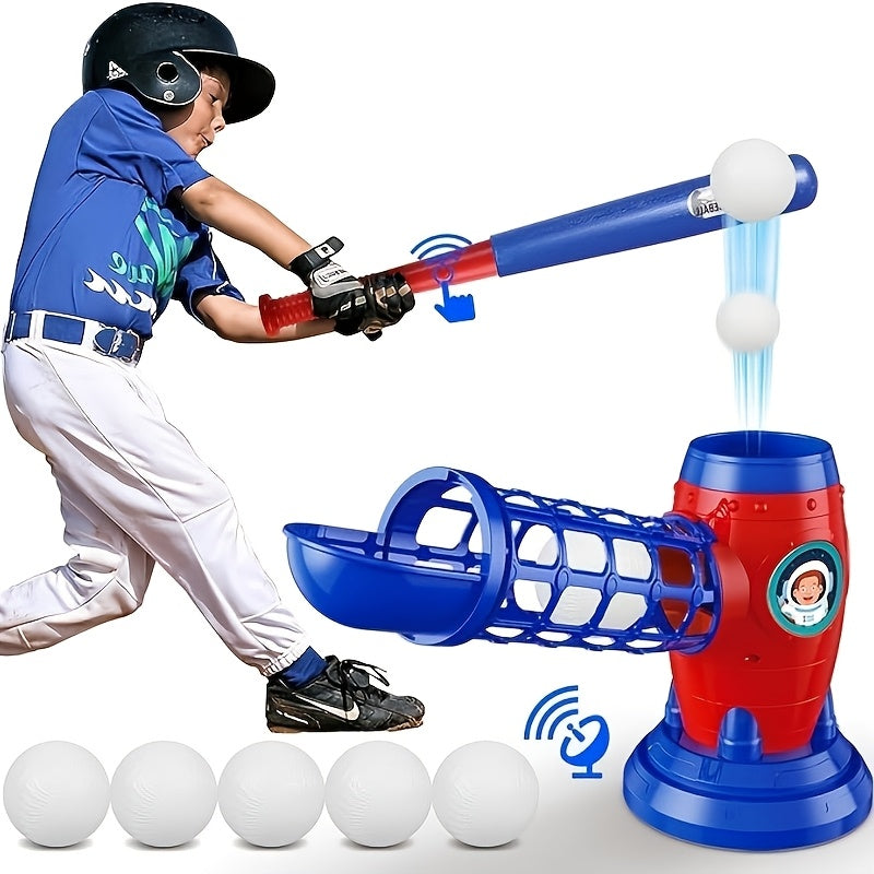 Kids Automatic Baseball Pitching Machine Toy Set with 10 Balls Batting Practice Sports Trainer for Boys Girls Ages 3 Plus - Birthday Christmas Gift