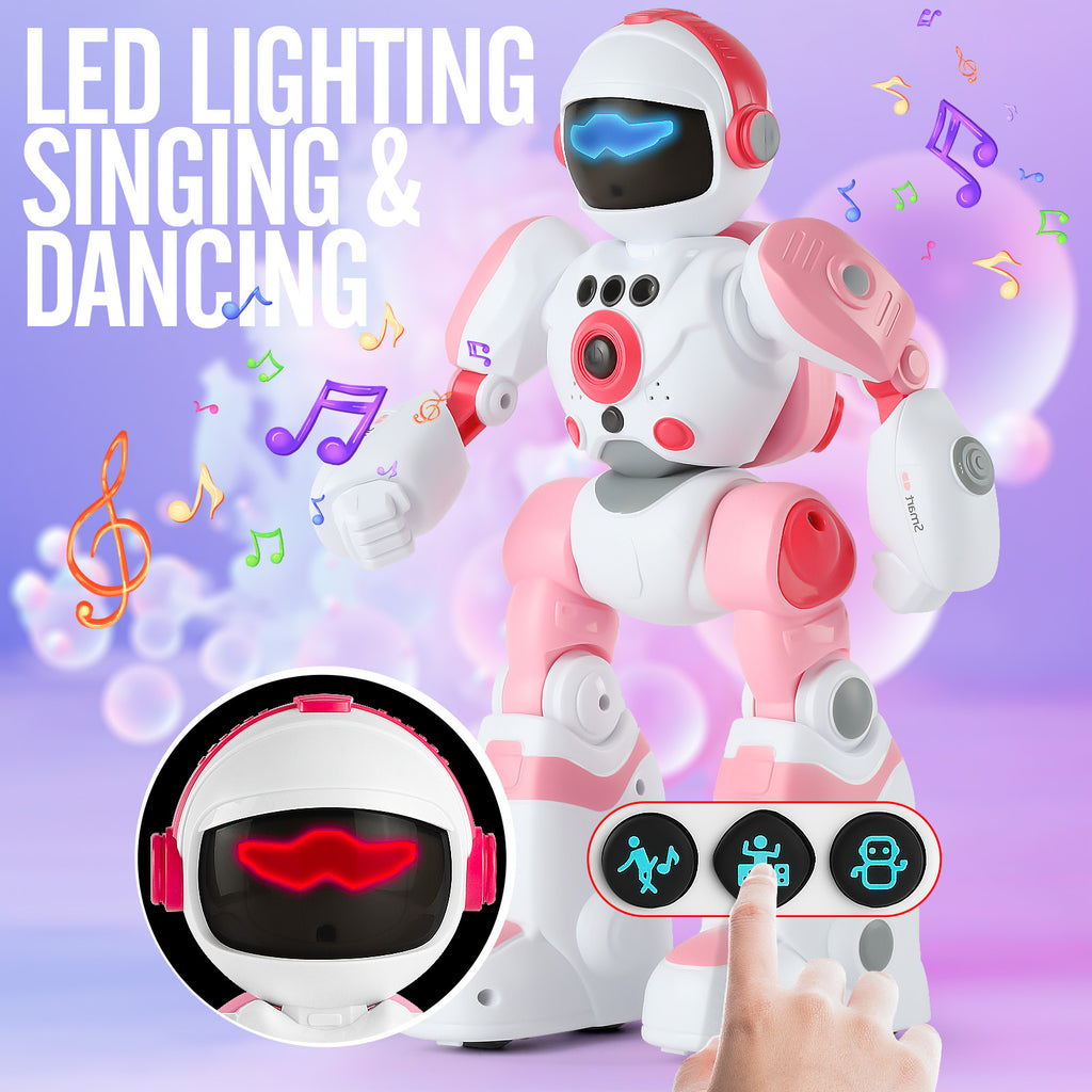 Gesture Control RC Robot Toy Voice Recording Programming EMO Mode LED Interactive Intelligent Robot Kids Boys Girls Birthday Christmas Gift Green Blue Pink Yellow