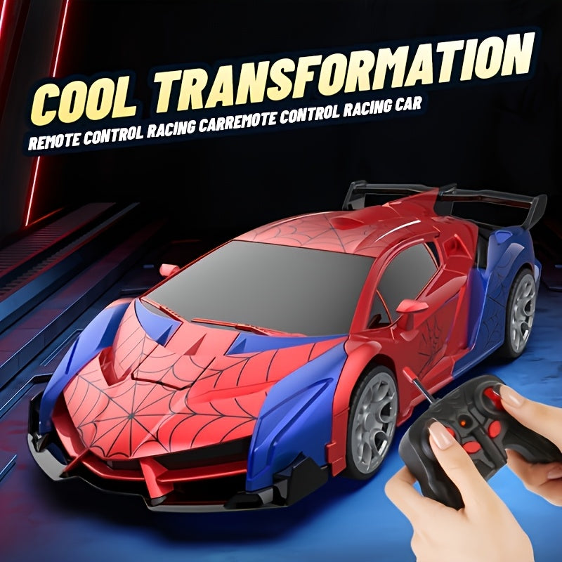 1:18 Scale One-Button Transforming Robot RC Car with LED Headlights - 360° Spinning & Drifting Remote Control Toy Car Birthday Christmas Easter Gift for Boys Girls