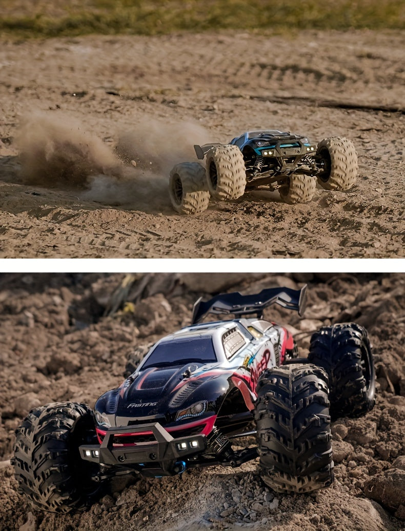 1/16 Scale 4WD Brushless Motor RC Car 70km/h High Speed 2.4G Remote Control Off-Road Drift Racing Truck with 2 Batteries – Kids Adults Gift