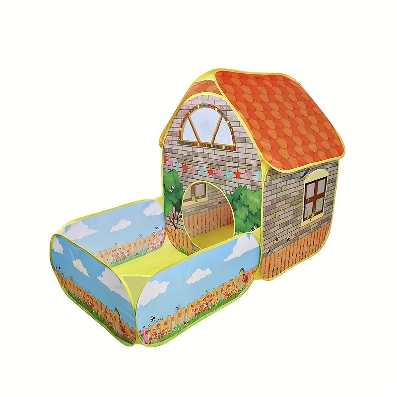 Kids Play Tent with Ball Pool Cartoon Cottage Playhouse for Toddlers Ages 1-6 - Indoor Outdoor Ball Pit Tent - Christmas Halloween Birthday Gift for Boys Girls
