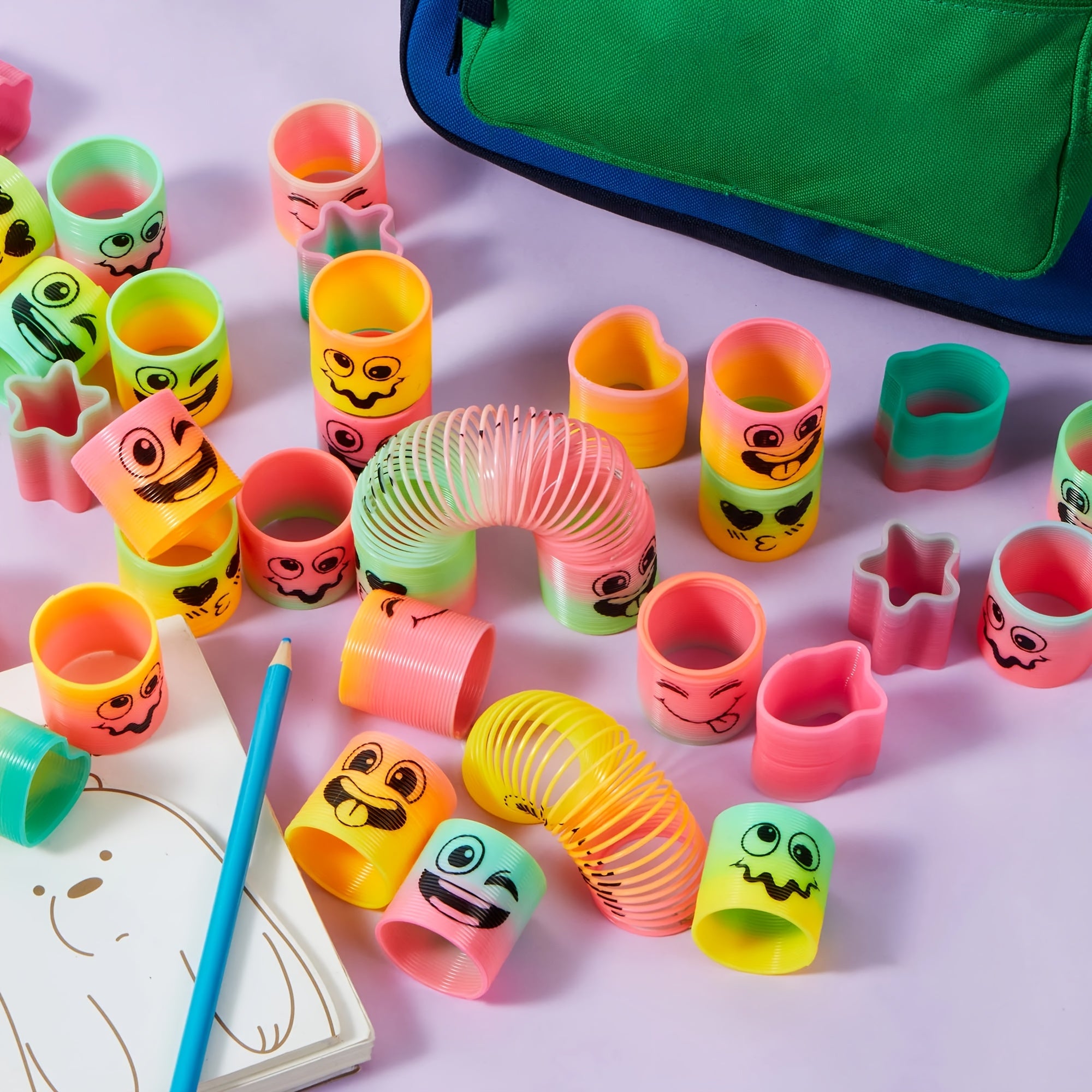Rainbow Spring Coil Fidget Toys Bulk 60pcs Mini Stress Springs – Goodie Bag Stuffers for Kids Birthday Party, Carnival Prize, Easter Basket & Classroom Reward Supplies