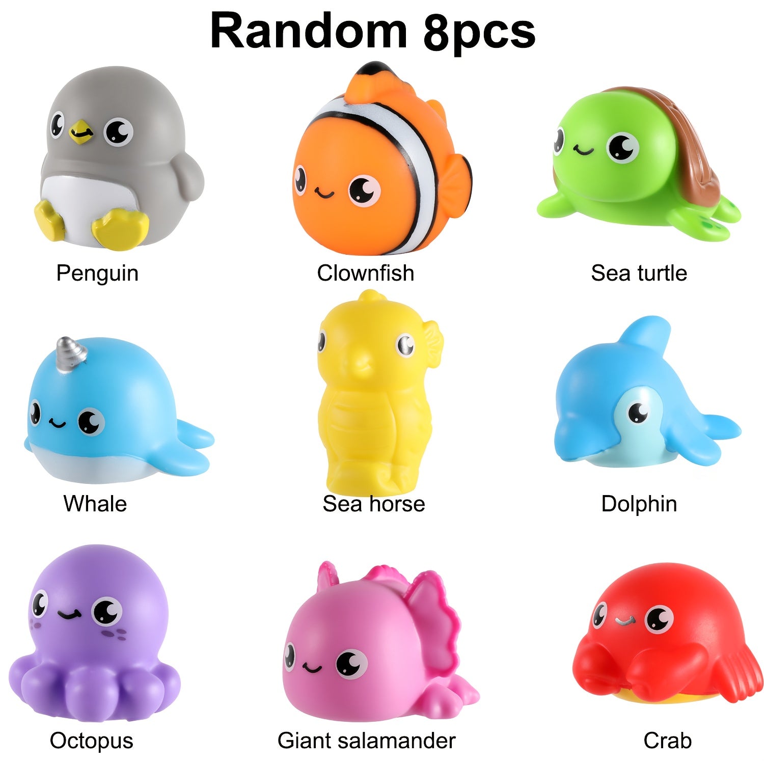 Light-Up Sea Animal Bath Toys 8 or 10 Pcs – Glowing Ocean Animal Bathtub Toys for Baby & Toddlers, Water Pool Toys for Boys & Girls, Random Colors, Fun Kids Gift