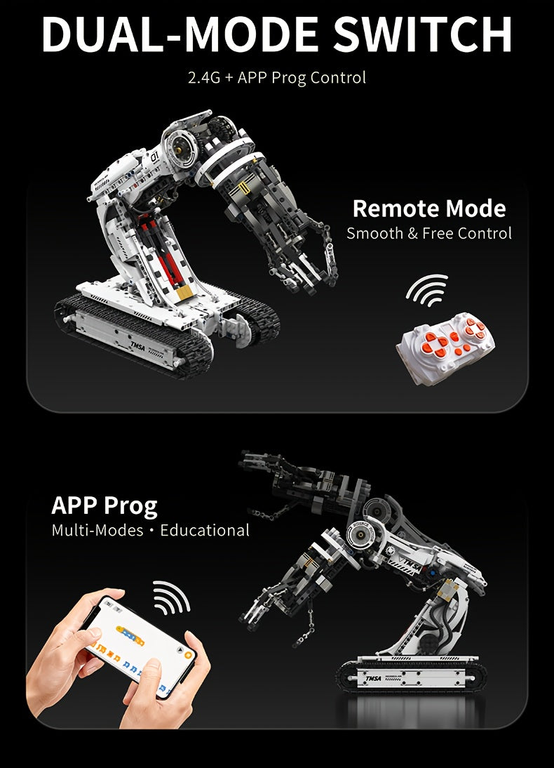 1468-Piece Robotic Arm Building Block Set Remote Control - Mechanical Tech Arm 3-Claw 8-Way Control Gear Linkage, ABS STEM Engineering Toy for Adults Teens, Unique Birthday Christmas Gift