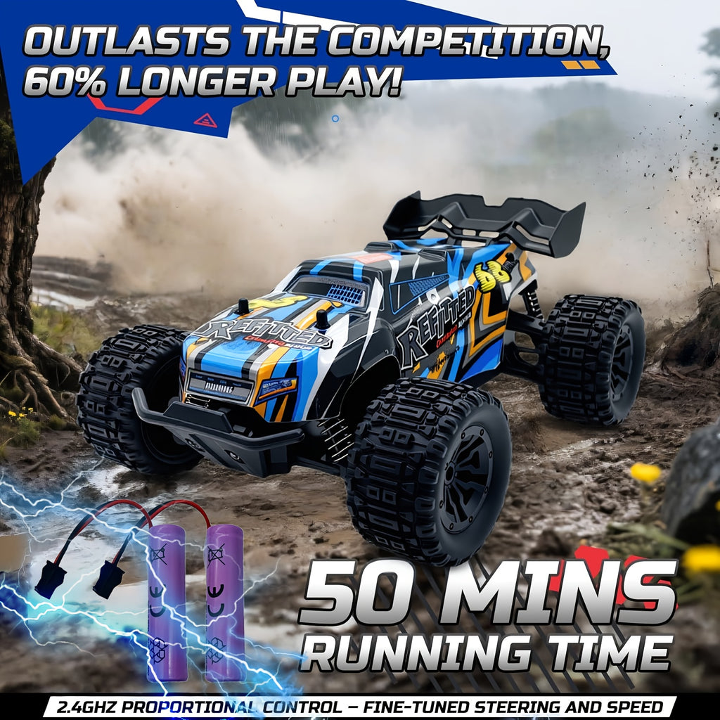 1:18 Scale 4WD High-Speed RC Car 35+ KM/H All-Terrain Off-Road Remote Control Truck - 2.4GHz Hobby-Grade Racing Crawler for Adults Kids Boys Birthday Gift