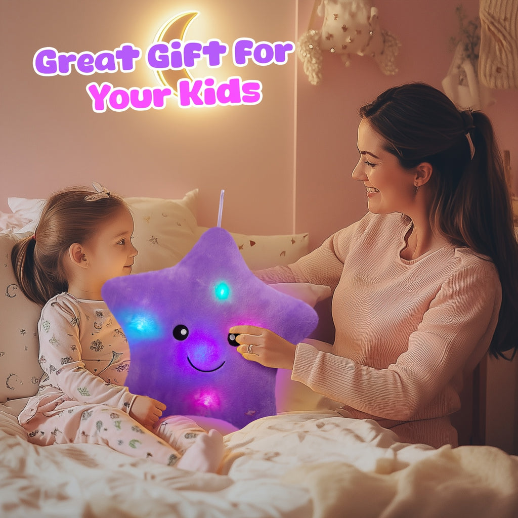 Musical Glowing Purple Star Plush Toy – Lullaby & Soft Starlight Night Light, Cozy Stuffed Star Plushie for Baby Toddler Bedroom, Birthday Baby Shower Holiday Gift for Kids Boys Girls