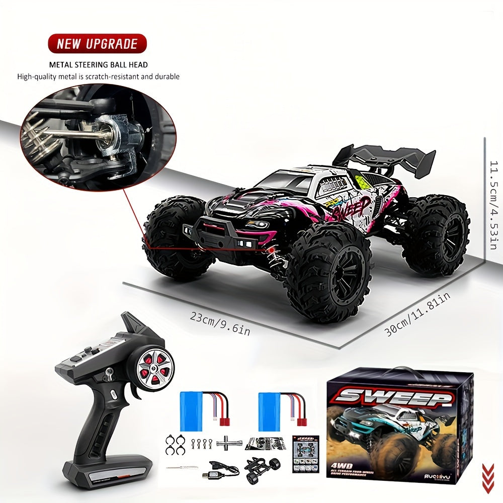 1/16 Scale 4WD Brushless Motor RC Car 70km/h High Speed 2.4G Remote Control Off-Road Drift Racing Truck with 2 Batteries – Kids Adults Gift