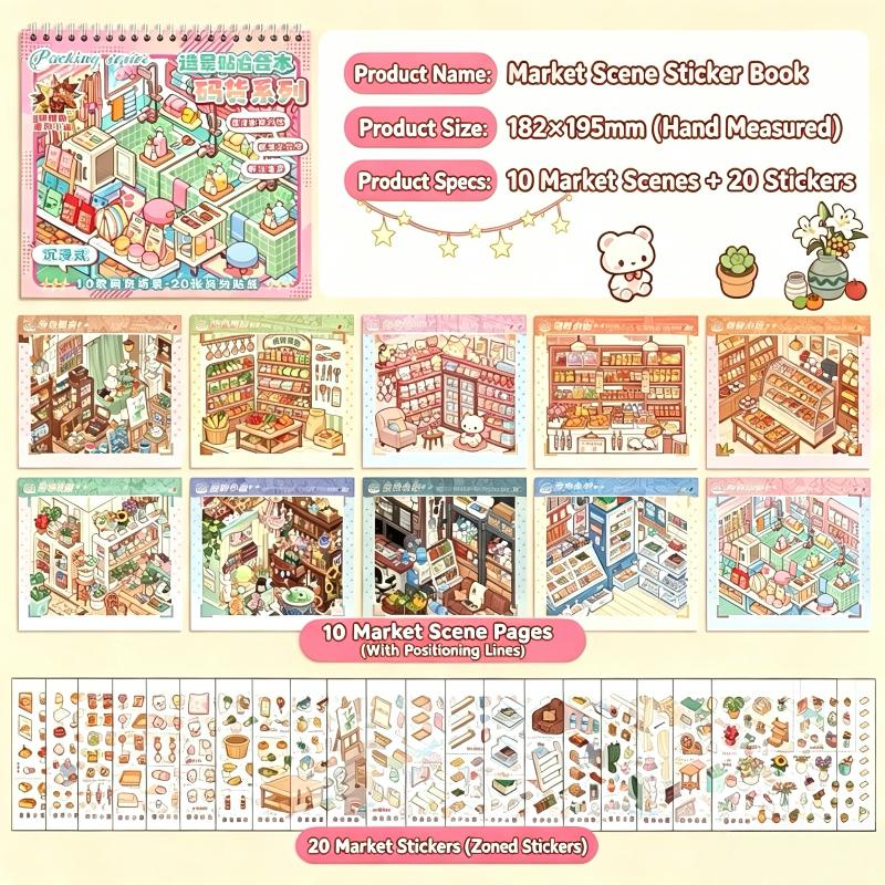 DIY Miniature Scene Box Sticker Kit, Colorful 3D House and Room Crafts with Cute, Bakery and Horror Theme Options for Creative Hobby Gifts